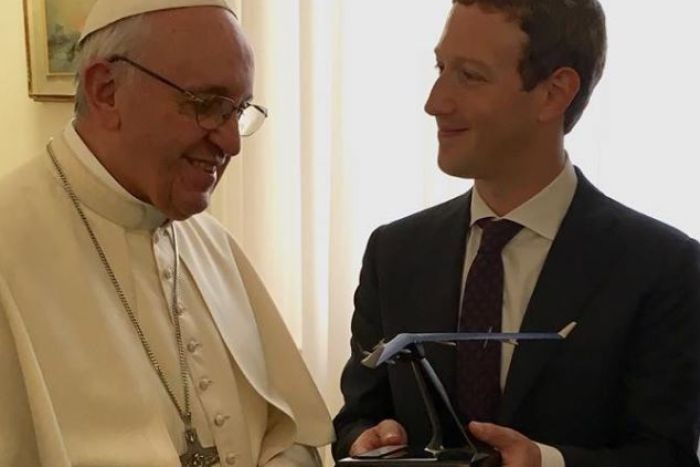 Mark Zuckerberg gifts model solar-powered drone to Pope Francis